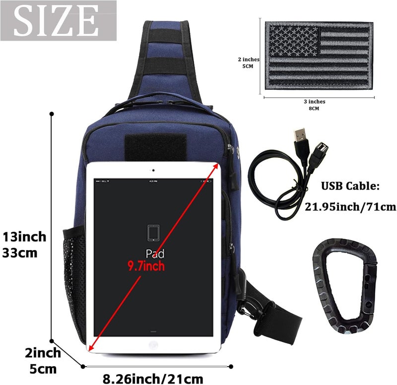 Valinov Tactical Shoulder Bag,Molle Shoulder Backpacks,Military Sling Daypack Backpack with USB Charging port - Image 2